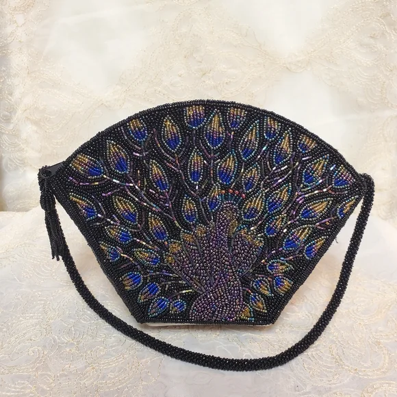 Chico's Beaded Peacock Handbag - Picture 1 of 16